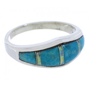 Turquoise Opal Sterling Silver Southwest Ring Size 7-3/4 EX51040