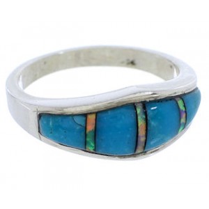 Sterling Silver Turquoise Opal Southwest Ring Size 5-3/4 EX51041