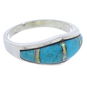 Sterling Silver Turquoise And Opal Ring Size 7-1/2 EX51051