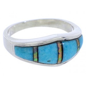 Genuine Sterling Silver Turquoise Opal Ring Size 6-3/4 EX51052