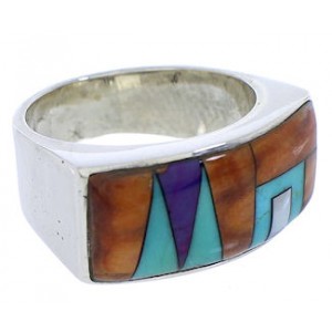 Multicolor Inlay Jewelry Sterling Silver Ring Size 7-1/4 AS41384