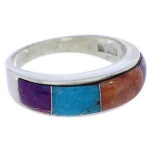 Multicolor Southwest Genuine Sterling Silver Ring Size 8-3/4 JX37955