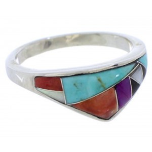 Sterling Silver Southwest Turquoise Multicolor Ring Size 6-3/4 JX38043