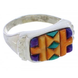 Genuine Silver Turquoise Multicolor Southwest Ring Size 7 JX38068