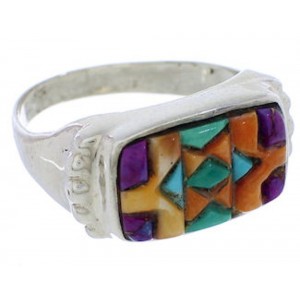 Genuine Silver Turquoise Multicolor Southwest Ring Size 7 JX38072