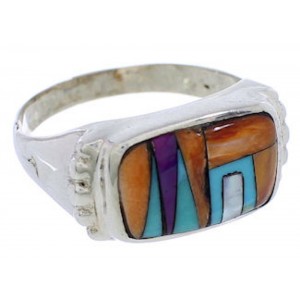 Silver Southwest Multicolor Ring Size 7-3/4 JX38095