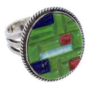 Turquoise Multicolor Southwest Sterling Silver Ring Size 5-3/4 JX38270