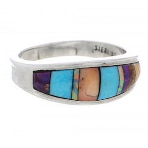 Multicolor Inlay Authentic Sterling Silver Ring Size 5-3/4 CX50638