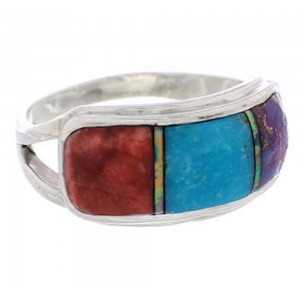 Silver Multicolor Inlay Southwest Ring Size 5-3/4 CX50685