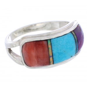 Multicolor Sterling Silver Southwestern Ring Size 8-3/4 CX50706