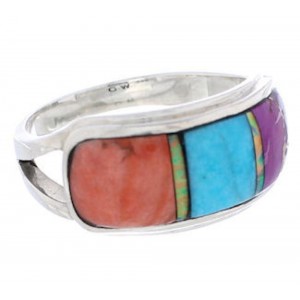 Multicolor Southwestern Sterling Silver Ring Size 7-3/4 CX50715