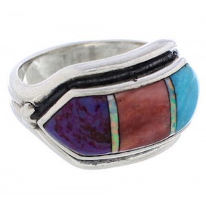 Sterling Silver Turquoise Multicolor Jewelry Ring Size 6-1/2 RS38284 