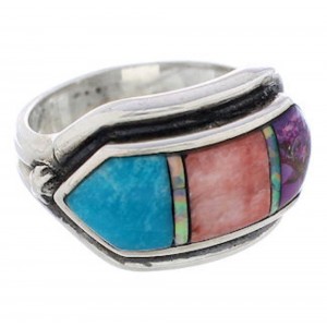 Southwestern Multicolor Sterling Silver Ring Size 5-3/4 CX50757