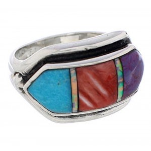 Southwestern Multicolor Sterling Silver Ring Size 5-3/4 CX50758