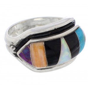 Authentic Silver Multicolor Southwestern Ring Size 5-1/2 CX50761