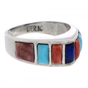 Southwest Multicolor Authentic Sterling Silver Ring Size 7 CX50864
