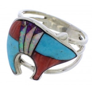 Multicolor Sterling Silver Jewelry Bear Ring Size 8-1/2 DS44582