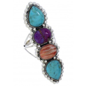 Multicolor And Turquoise Sterling Silver Ring Size 5-3/4 AS35767