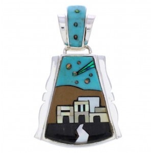 Multicolor Native American Village Design Jewelry Pendant EX30713