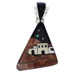 Native American Village Design Southwestern Multicolor Pendant EX30723