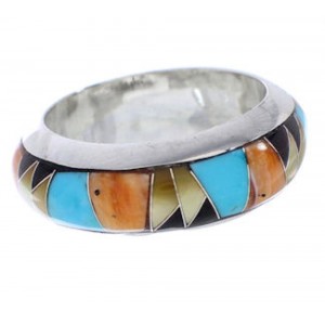 Sterling Silver Multicolor Turquoise Jewelry Ring Size 5-3/4 RS38408 