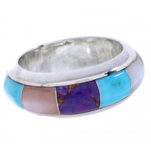 Southwestern Multicolor And Sterling Silver Ring Size 4-1/2 TX41957