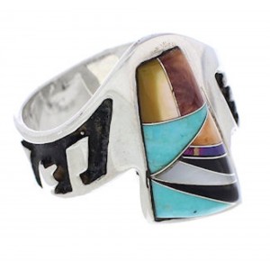 Turquoise Oyster Shell Multicolor Silver Ring Size 6-1/4 AS37222