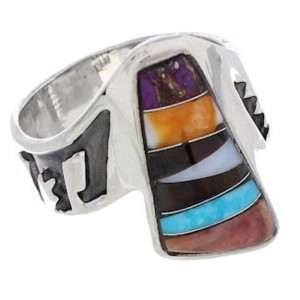 Southwest Sterling Silver Multicolor Ring Size 7 EX61091
