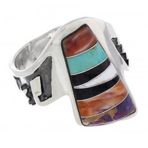 Sterling Silver Southwestern Multicolor Ring Size 6-1/4 EX61096