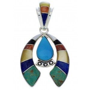 Sterling Silver Turquoise Multicolor Naja Pendant PX23878