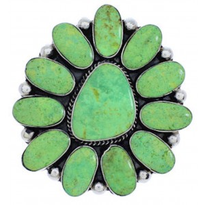 Genuine Silver Turquoise Large Statement Ring Size 6-3/4 YX35479