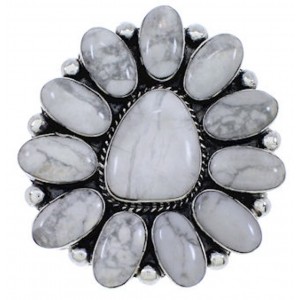Howlite Large Statement Silver Southwest Ring Size 7-3/4 YX35988
