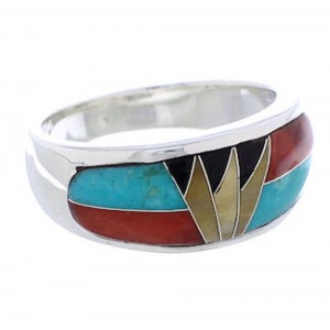 Genuine Sterling Silver Southwest Multicolor Ring Size 6-3/4 CX50081