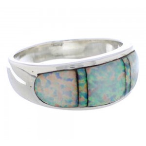 Genuine Sterling Silver Opal Inlay Southwest Ring Size 7-3/4 CX50101