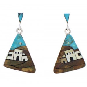 Multicolor Native American Village Design Earrings FX31342