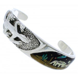 Lizard Silver Native American Design Multicolor Cuff Bracelet FX27527