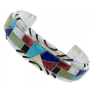 Genuine Sterling Silver Multicolor Southwest Cuff Bracelet FX27553