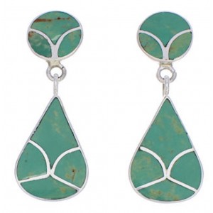 Sterling Silver And Turquoise Inlay Post Dangle Earrings JX23741