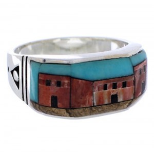 Native American Village Design Multicolor Ring Size 11-3/4 PX42239