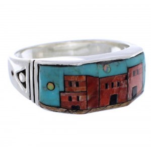 Silver Native American Design Multicolor Ring Size 12-3/4 PX42249