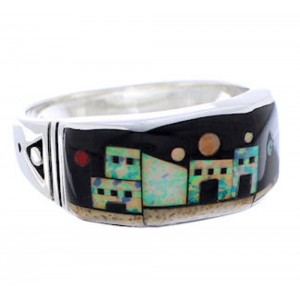 Silver Native American Design Multicolor Ring Size 11-3/4 PX42274