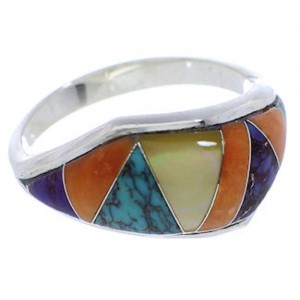 Sterling Silver Turquoise Multicolor Ring Size 7-3/4 EX50451