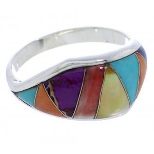 Sterling Silver Multicolor Southwest Ring Size 7-3/4 EX50455