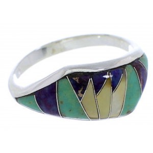 Southwest Multicolor Sterling Silver Ring Size 8 EX50471