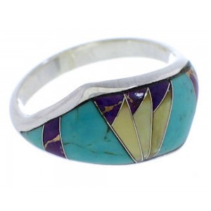 Multicolor Silver Southwestern Ring Size 7-3/4 EX50492
