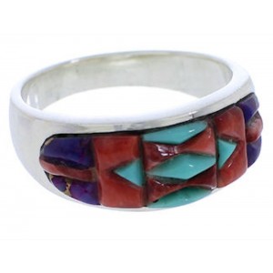 Genuine Sterling Silver And Multicolor Ring Size 6-1/2 EX50600