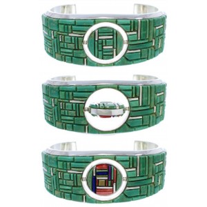 Sterling Silver Southwest Multicolor Reversible Cuff Bracelet EX28442