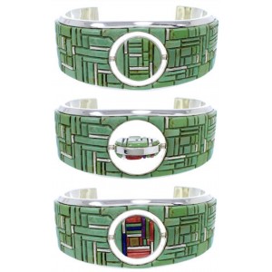 Multicolor Southwest Sterling Silver Reversible Cuff Bracelet EX28445