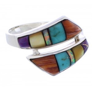 Multicolor Southwest Genuine Sterling Silver Ring Size 7-3/4 ZX35760