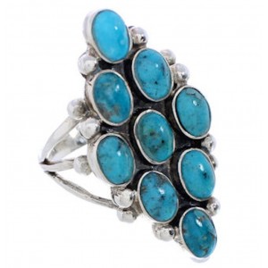 Genuine Sterling Silver Turquoise Jewelry Ring Size 5-3/4 WX36691